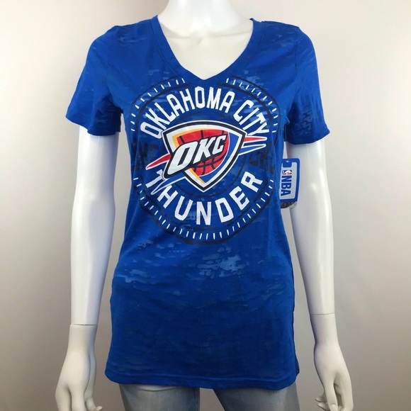 NWT OKC Thunder V-Neck Burnout NBA Tee - Picture 1 of 5